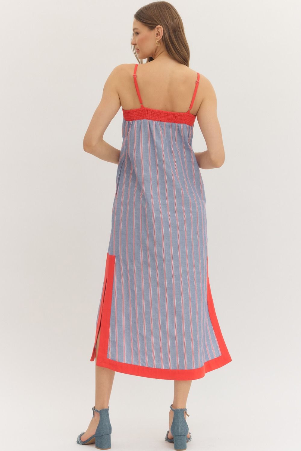 liberty striped midi dress