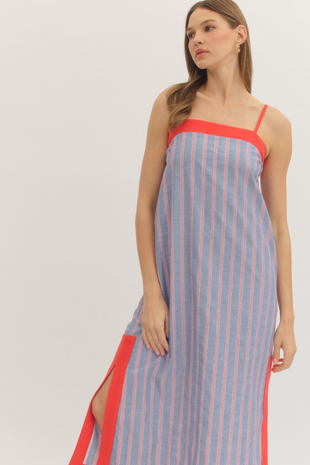 liberty striped midi dress