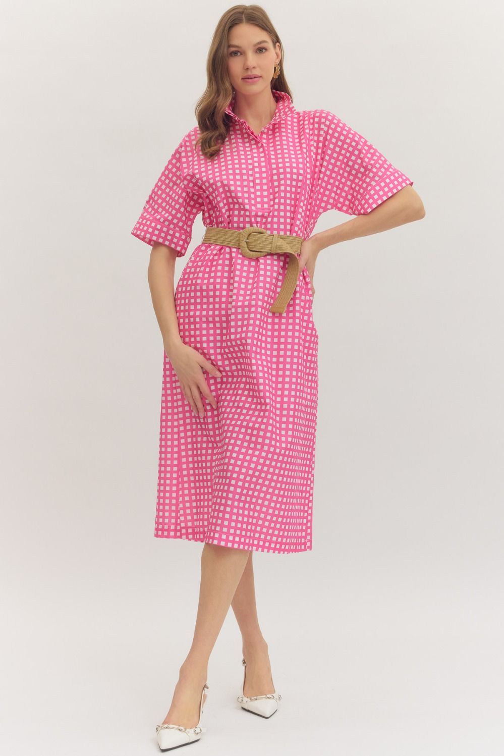 gwen gingham midi dress