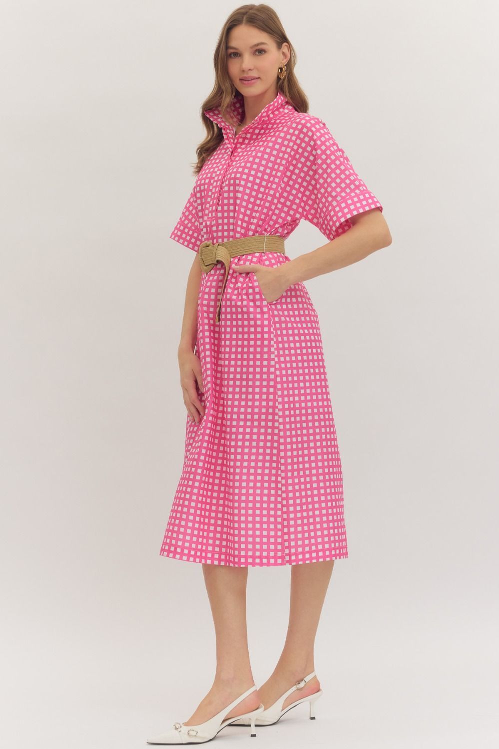 gwen gingham midi dress
