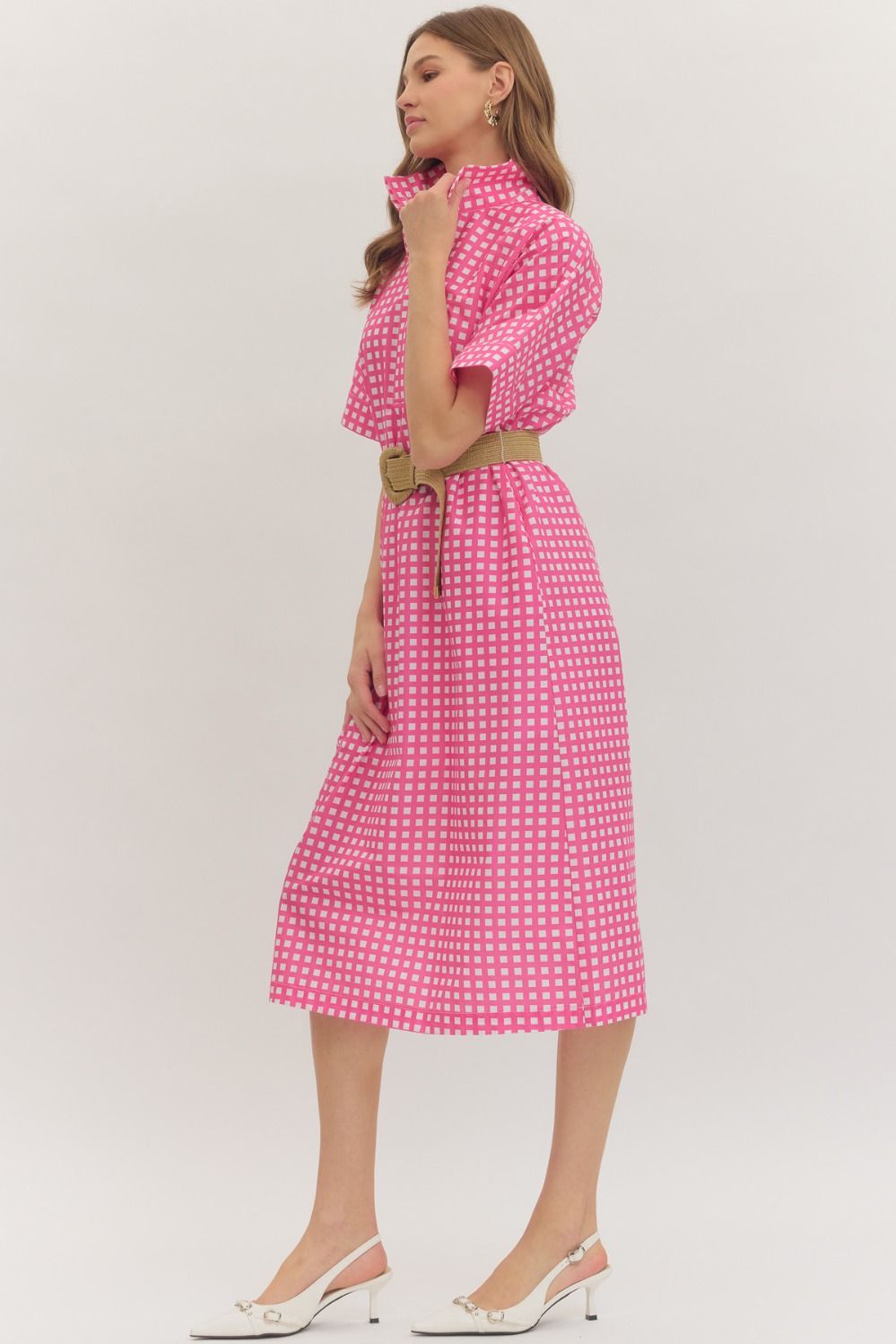 gwen gingham midi dress