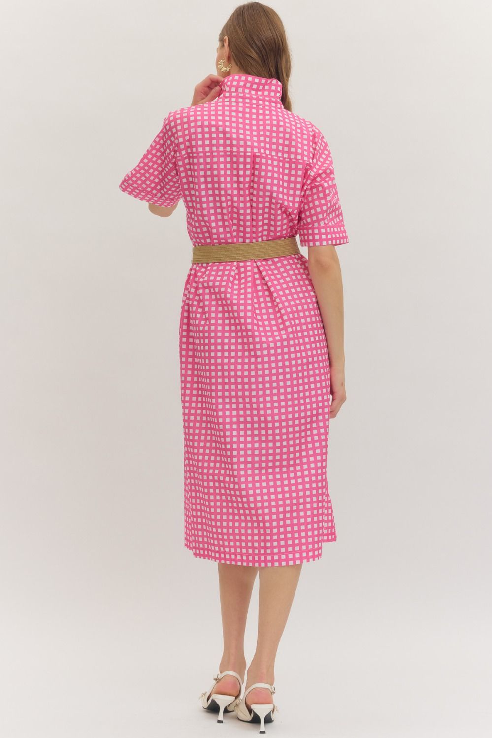 gwen gingham midi dress