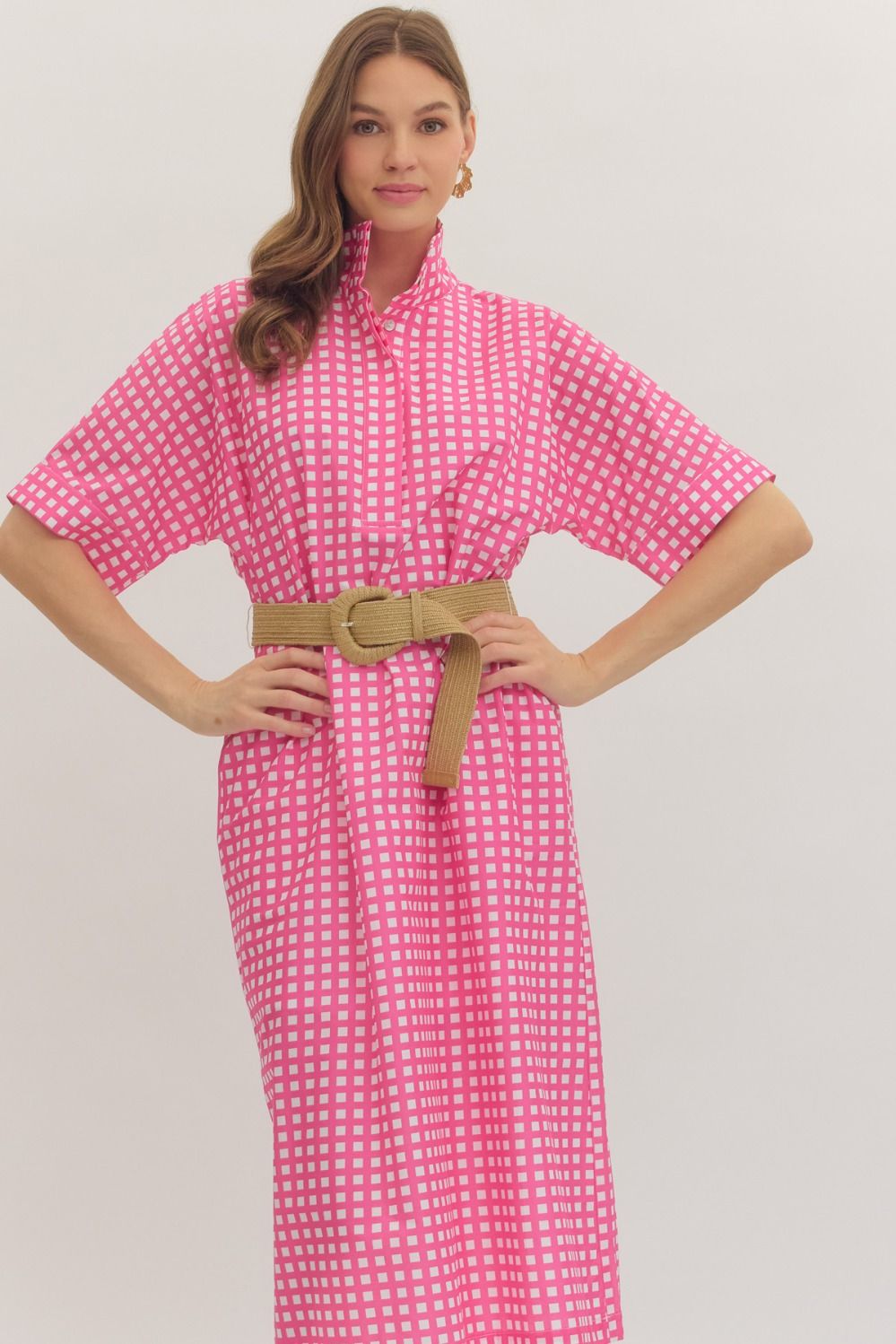 gwen gingham midi dress