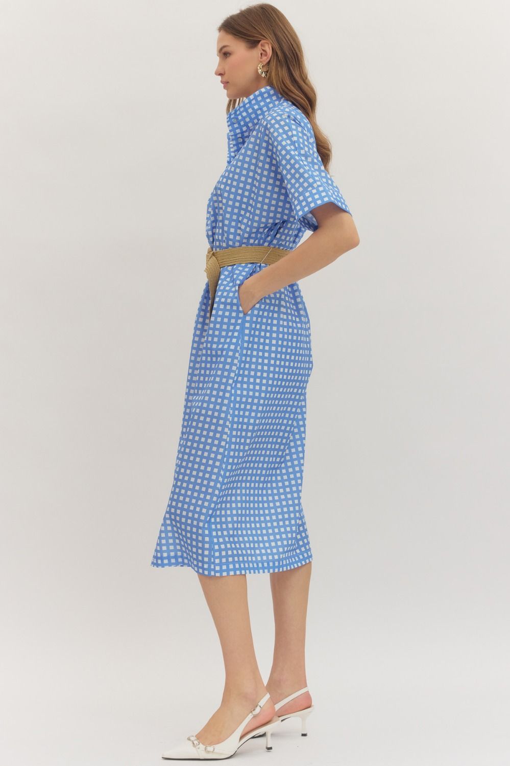 gwen gingham midi dress