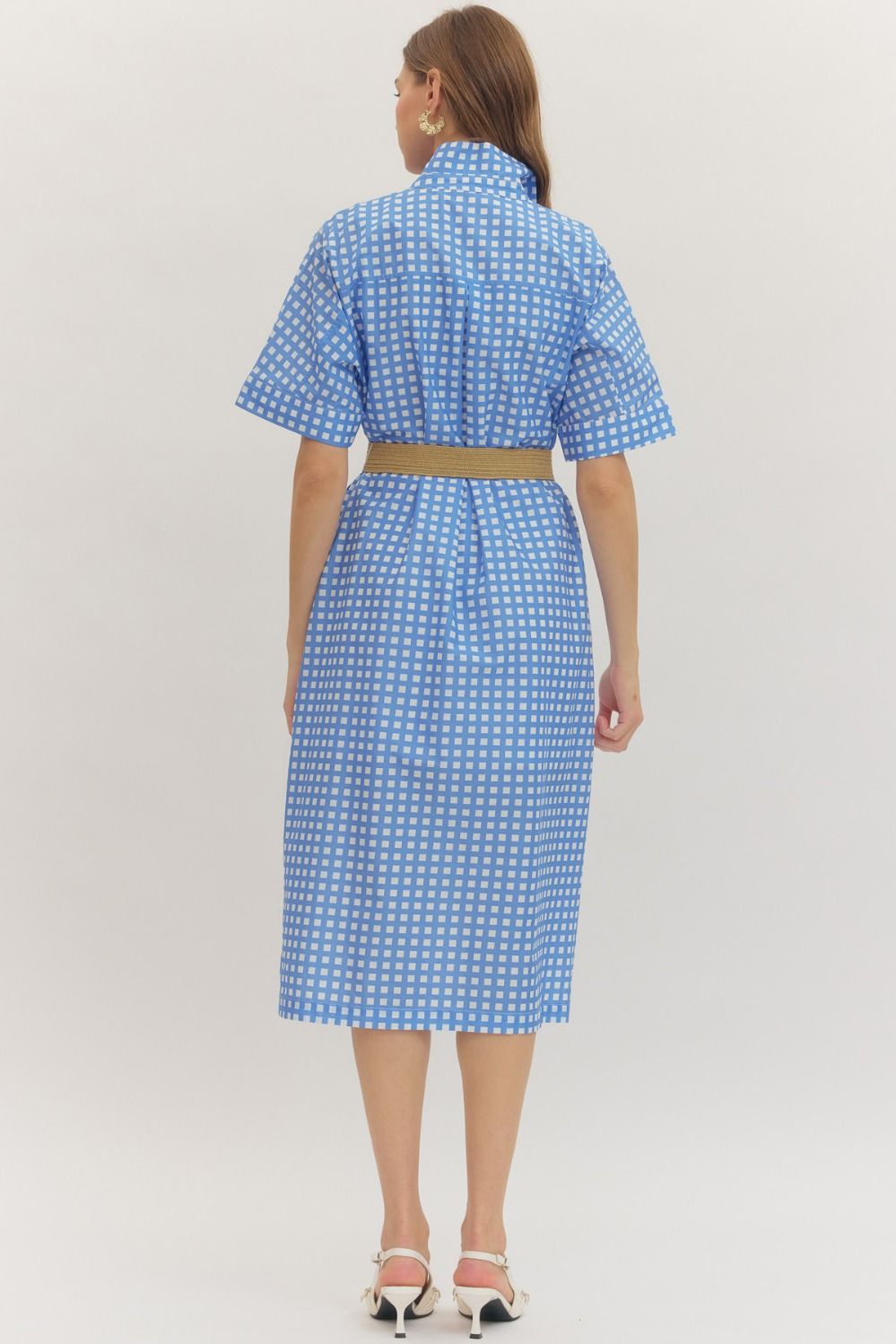 gwen gingham midi dress