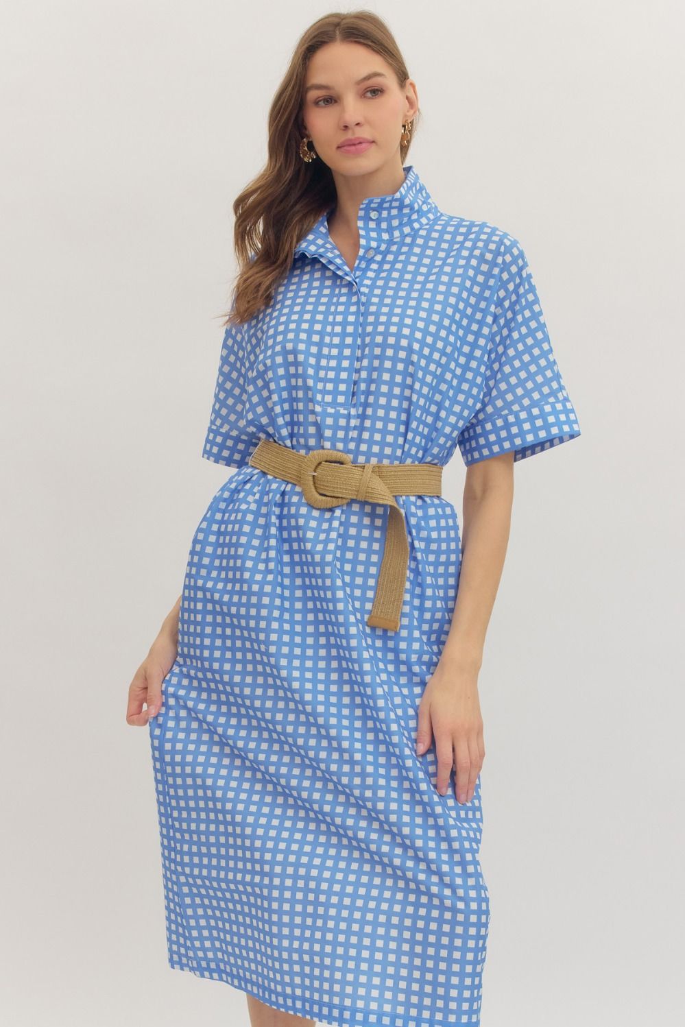 gwen gingham midi dress