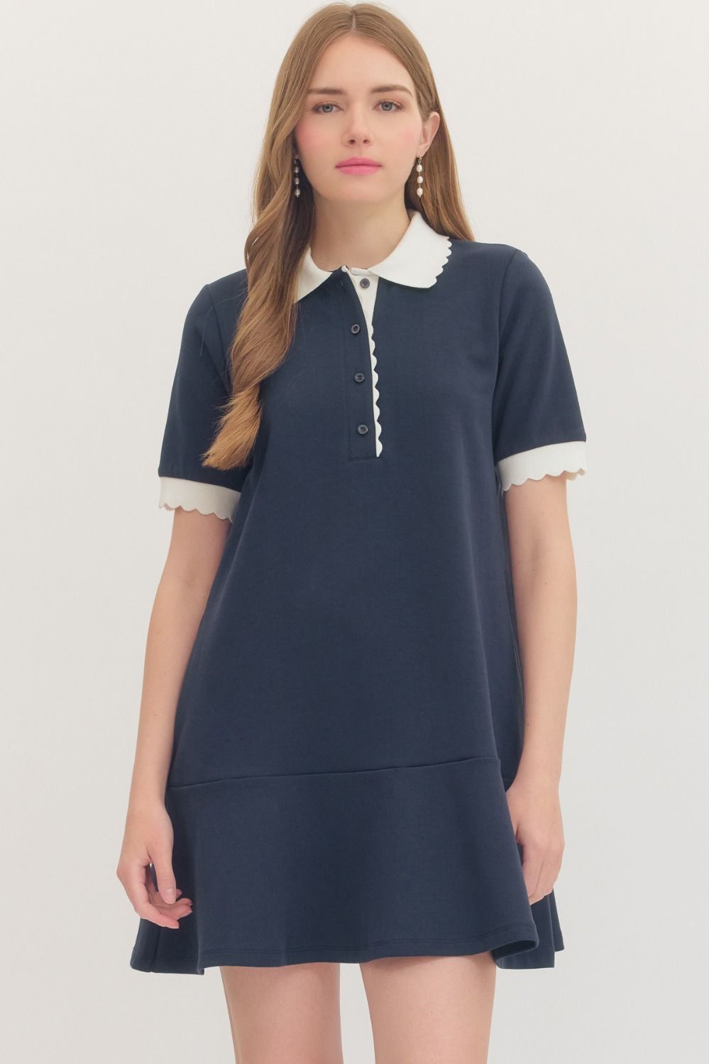 scallop collar mini dress