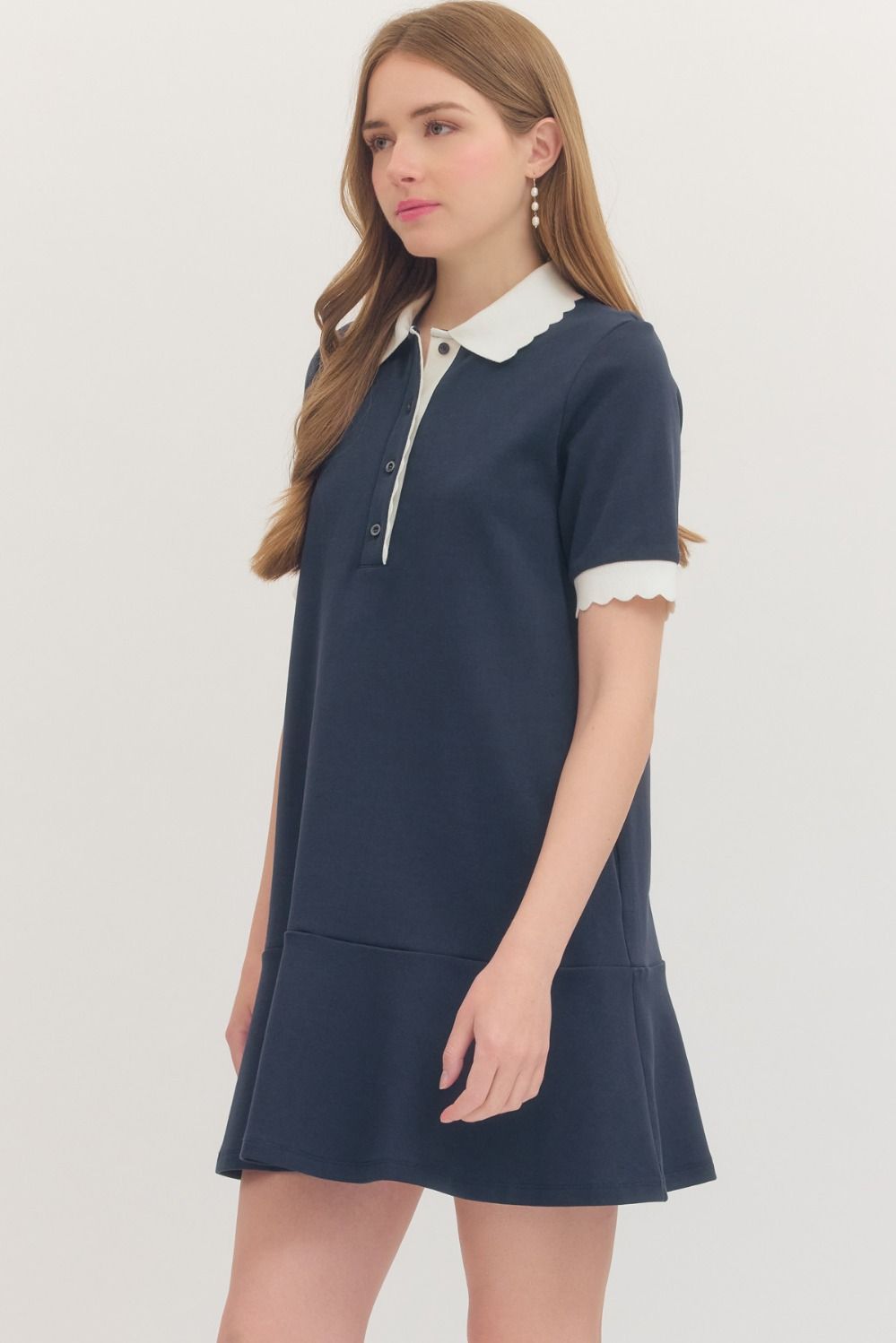 scallop collar mini dress