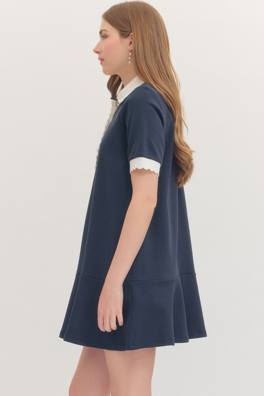 scallop collar mini dress