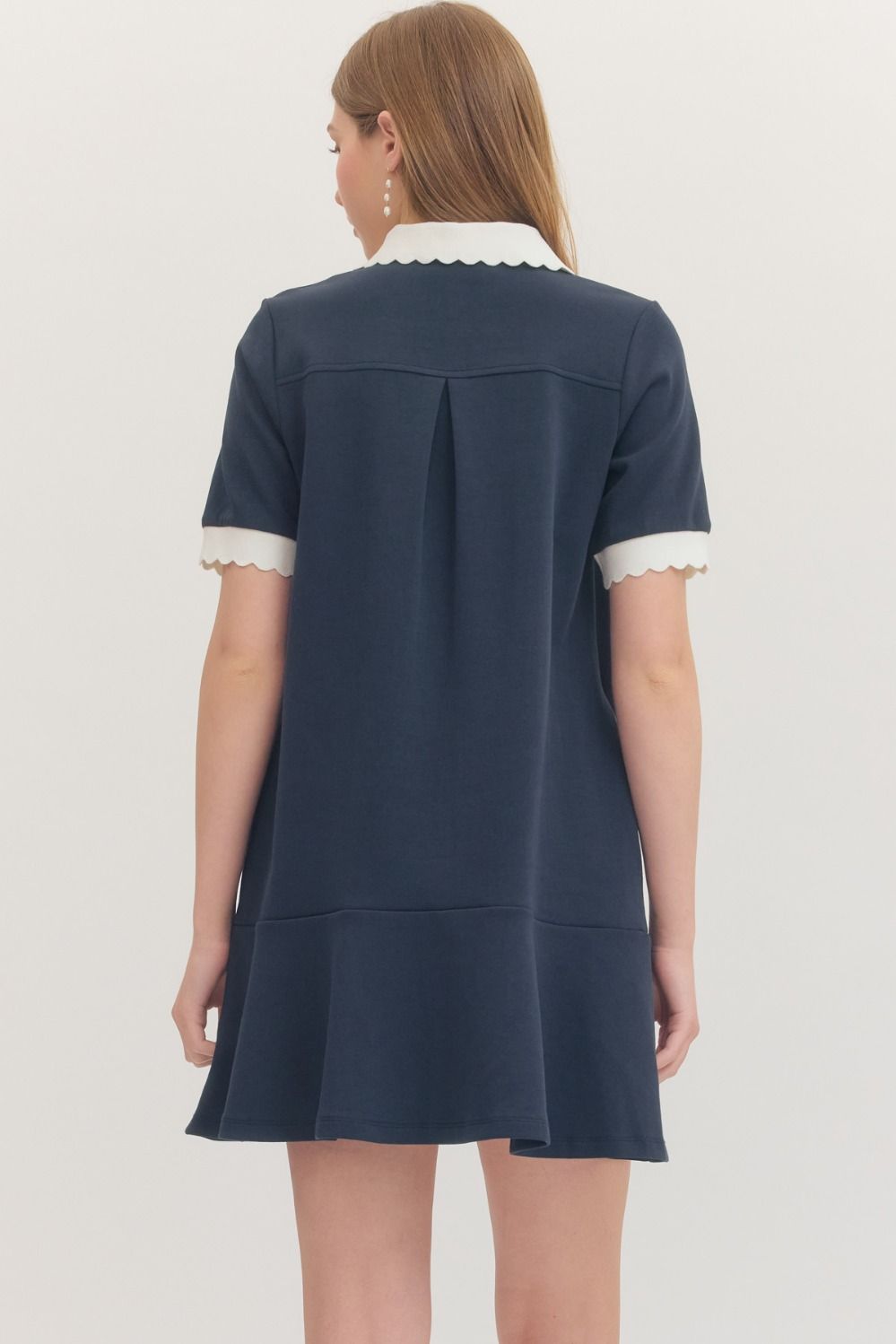scallop collar mini dress