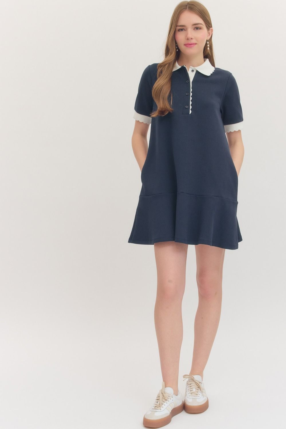 scallop collar mini dress
