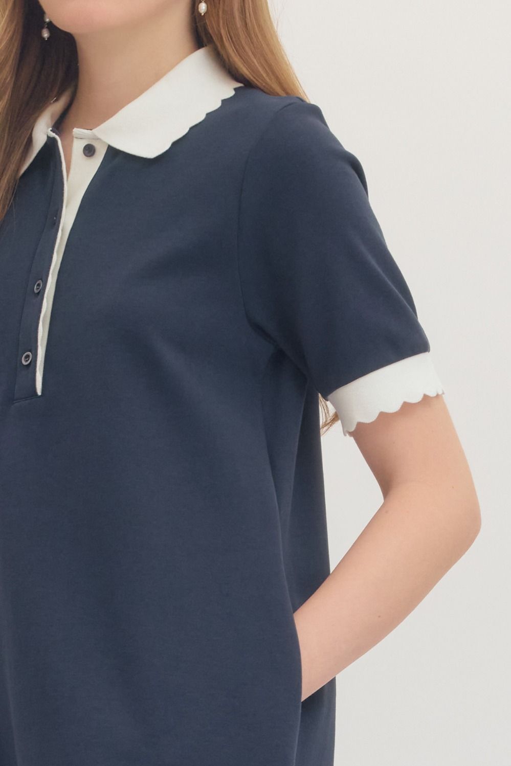 scallop collar mini dress