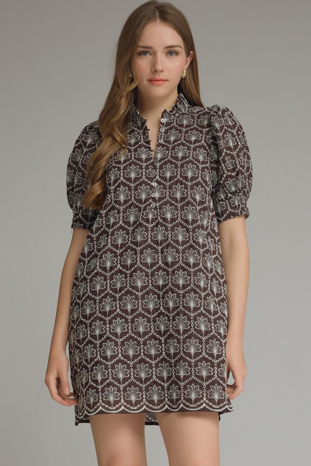 amber embroidered mini dress