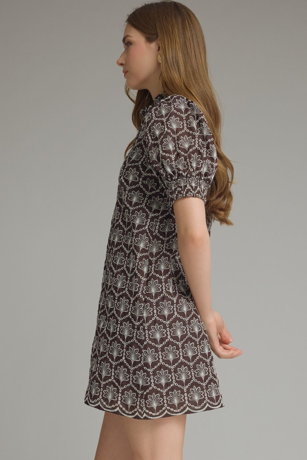 amber embroidered mini dress