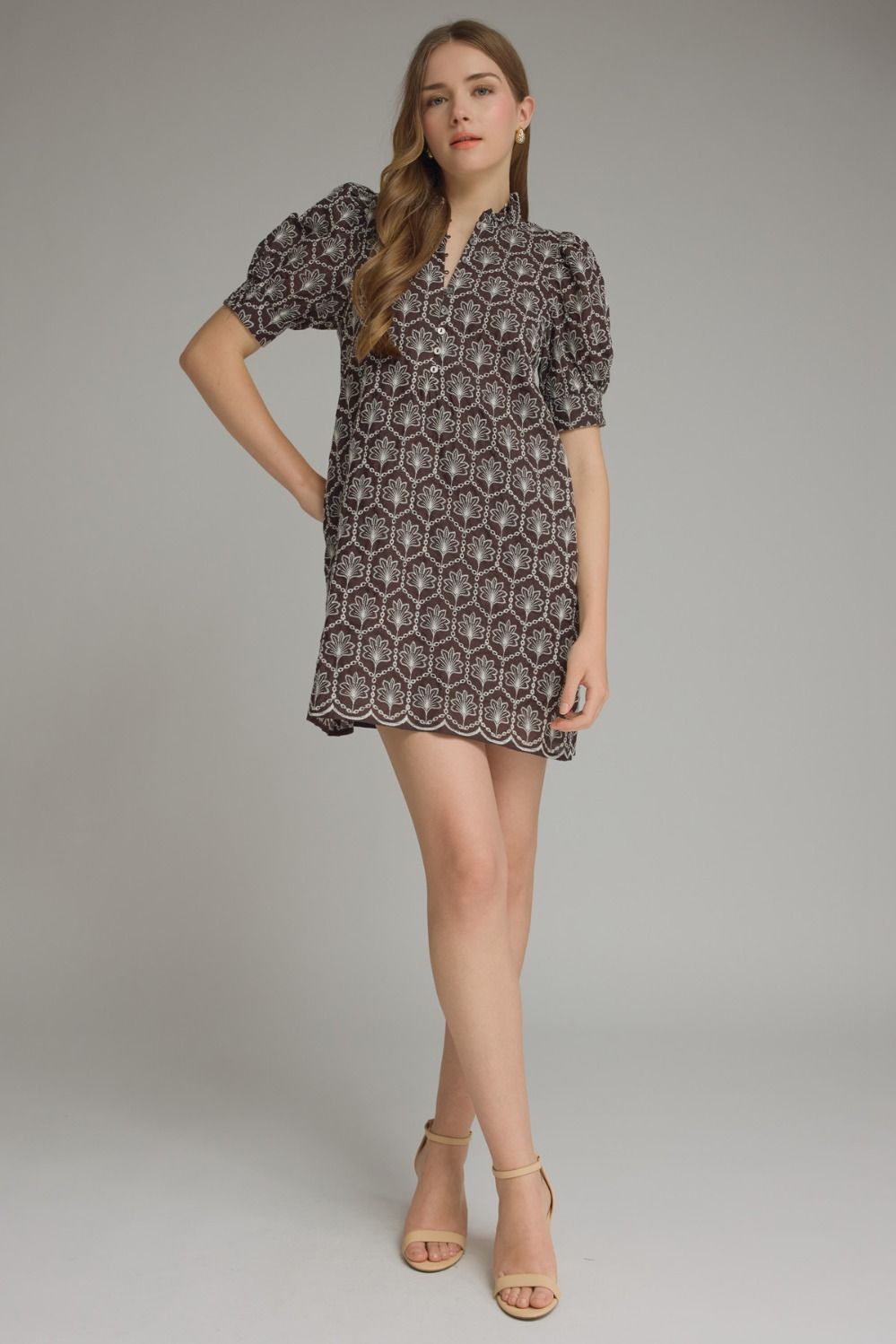 amber embroidered mini dress