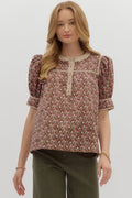charlotte floral tie blouse