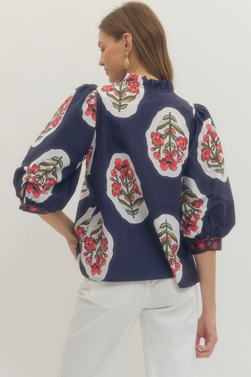 callie block print blouse