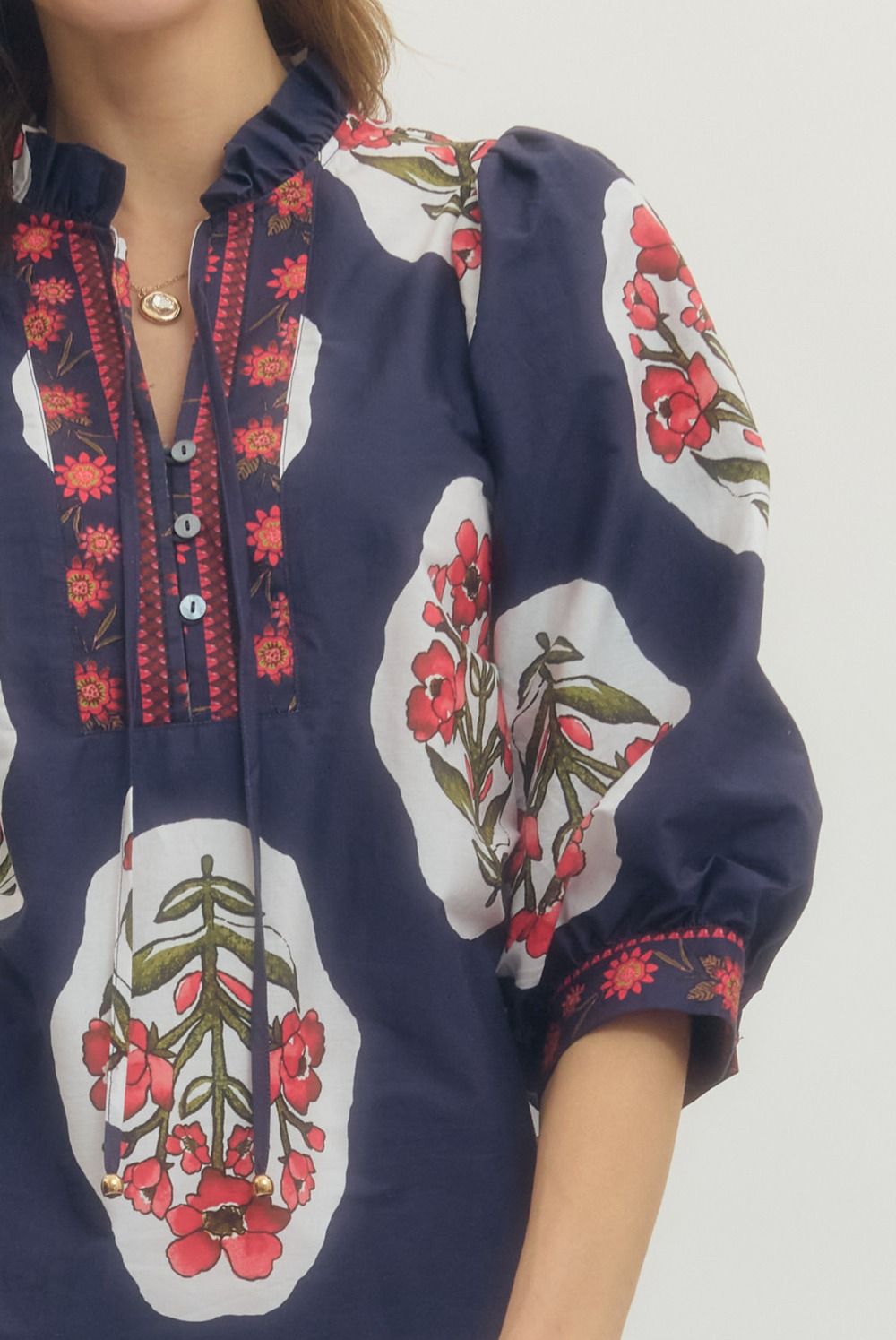 callie block print blouse