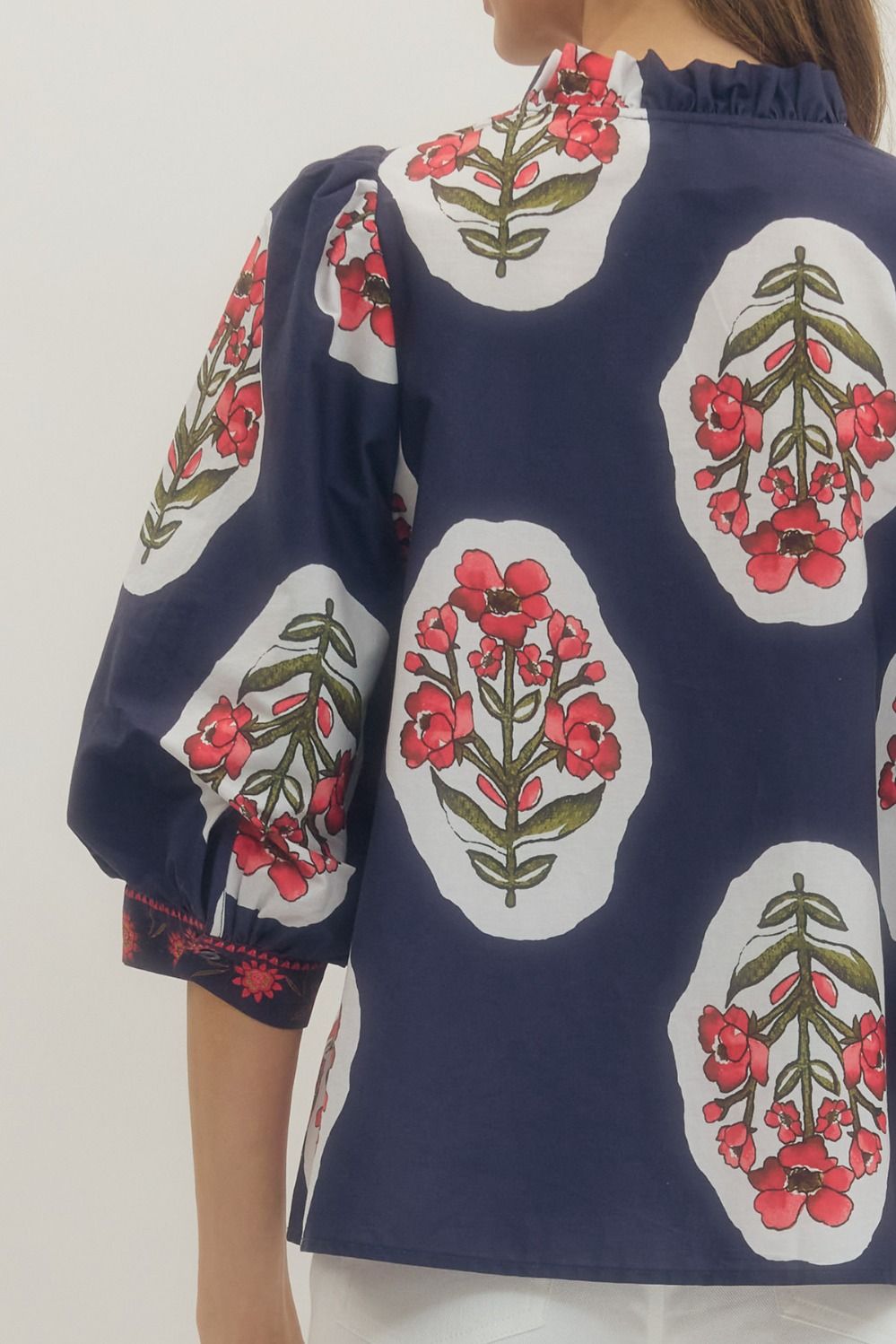 callie block print blouse