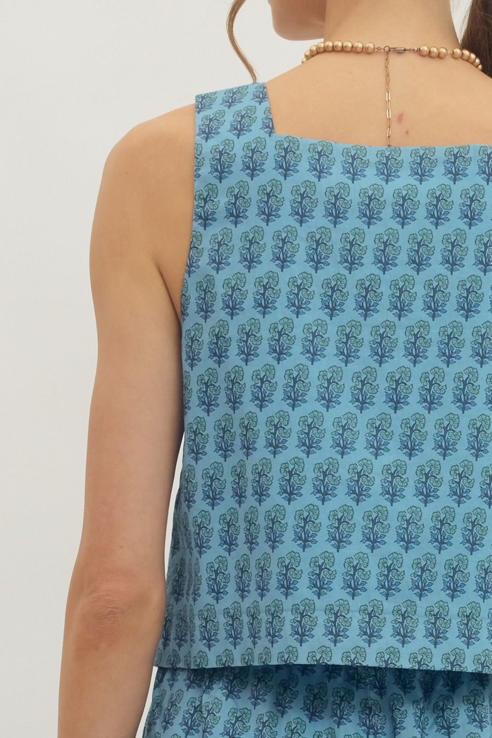 sage block print pant set