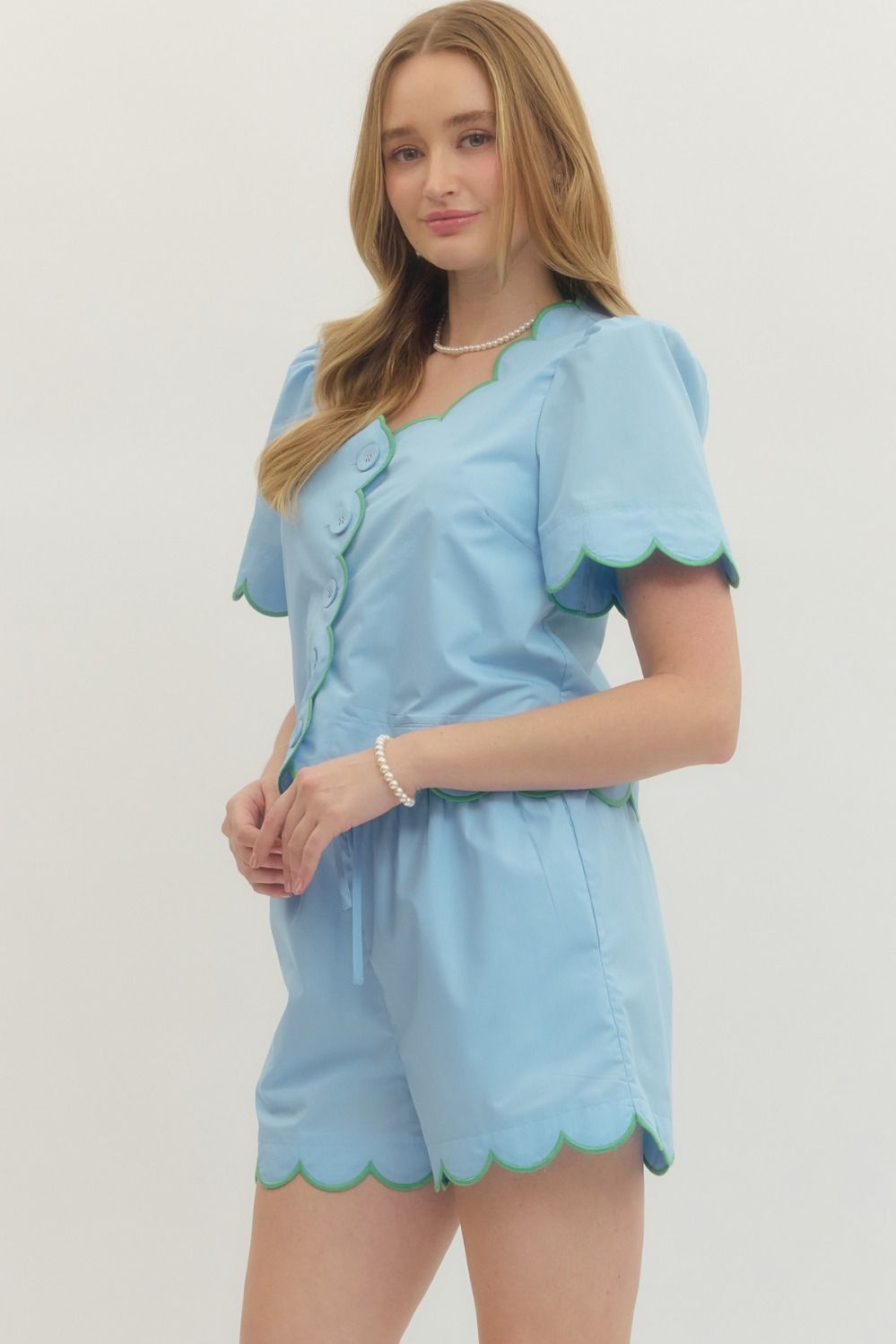 piper scalloped short set