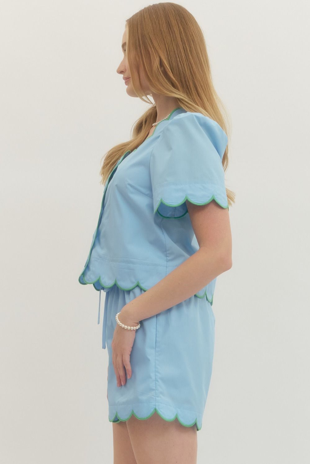 piper scalloped short set