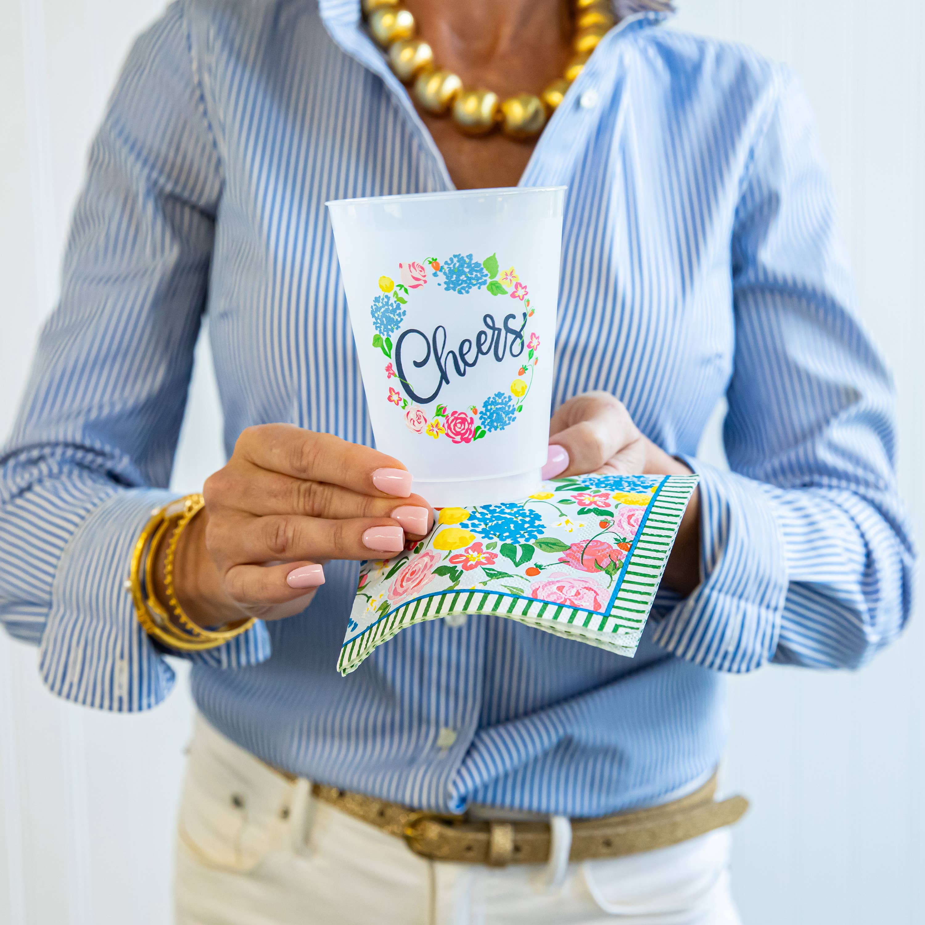 strawberry floral cheers shatterproof cups