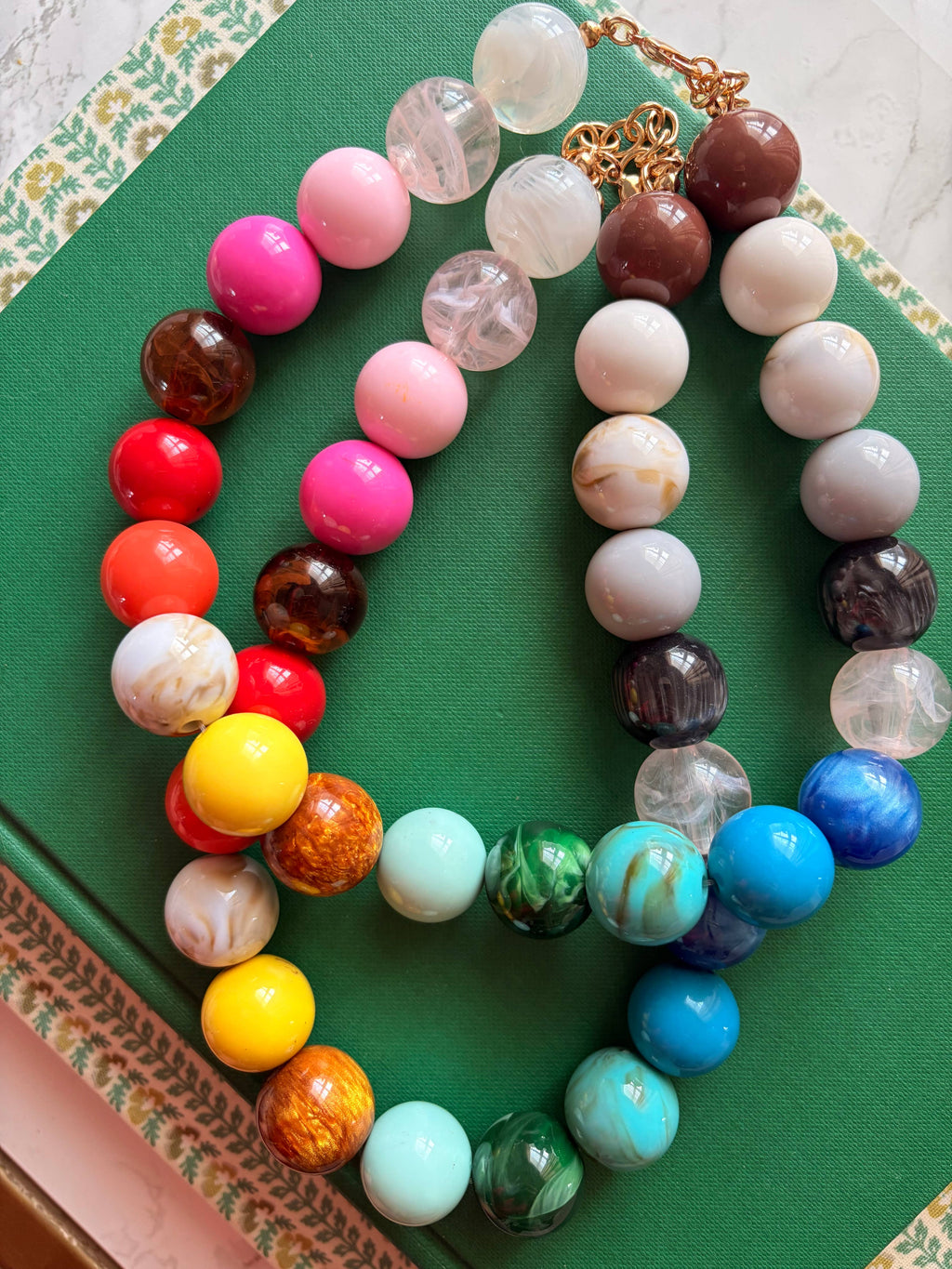 rainbow bright bauble bead necklace