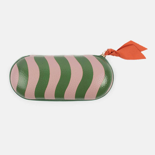 Lilac/Green Wave Stripe Zip Glasses Case