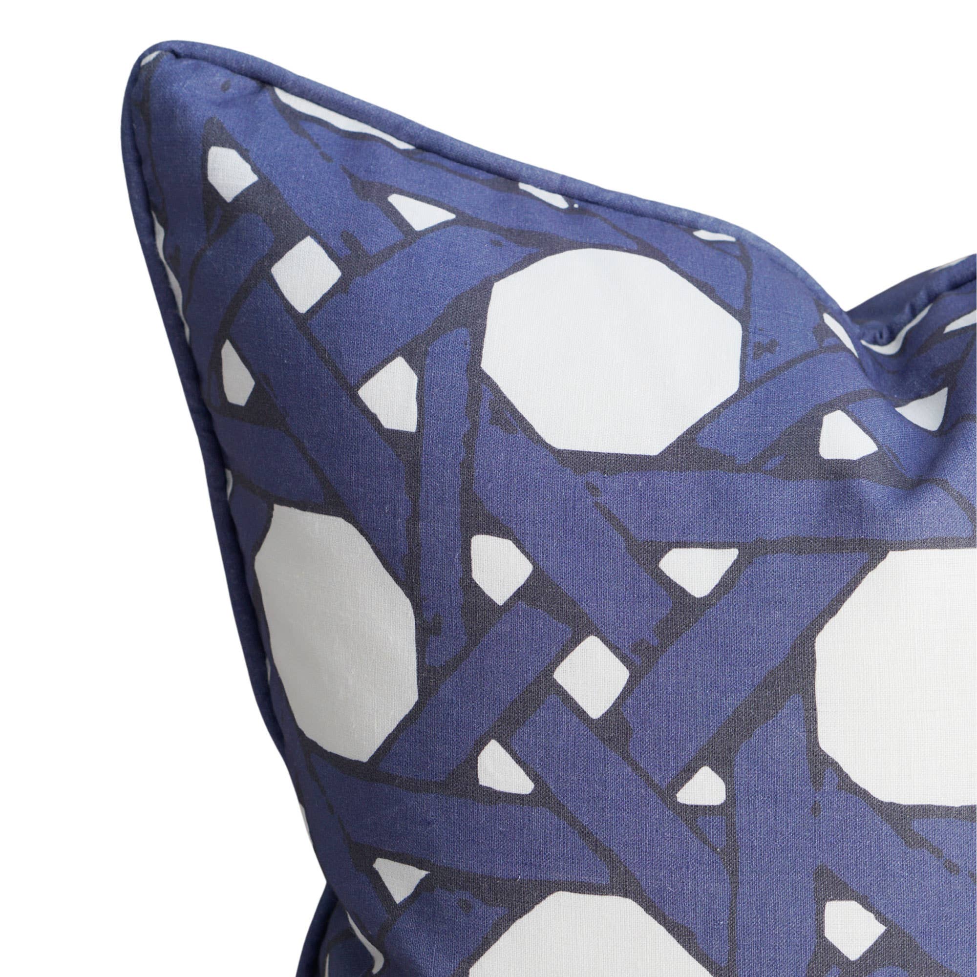 Cane Back Pillow in Navy