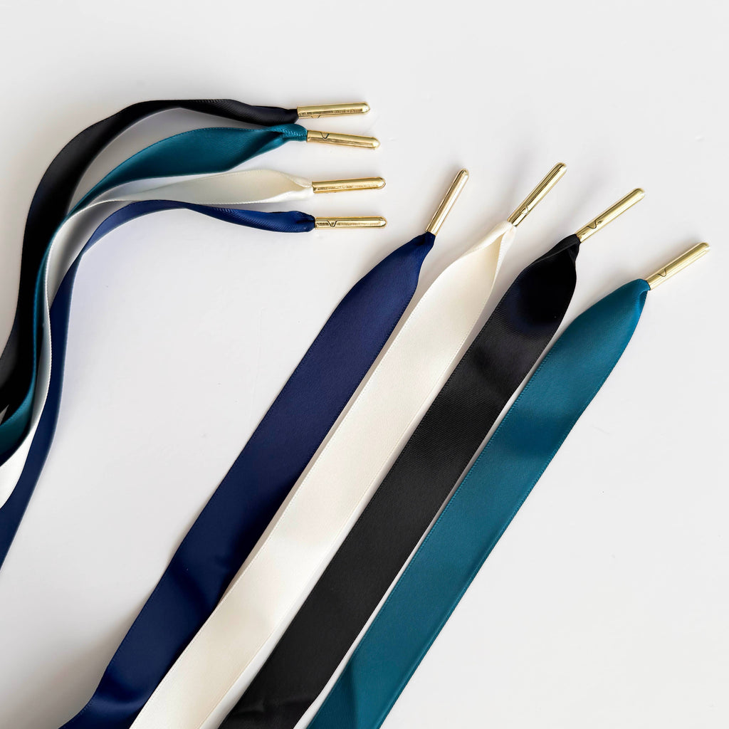 Satin Sneaker Laces with Gold Aglets – Luxe Shoe Accessory