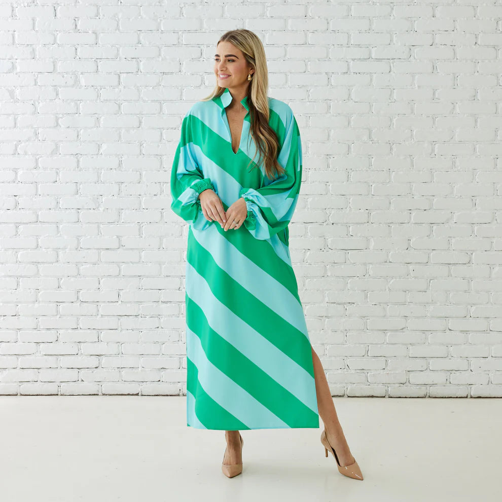 coco caftan in aqua-green