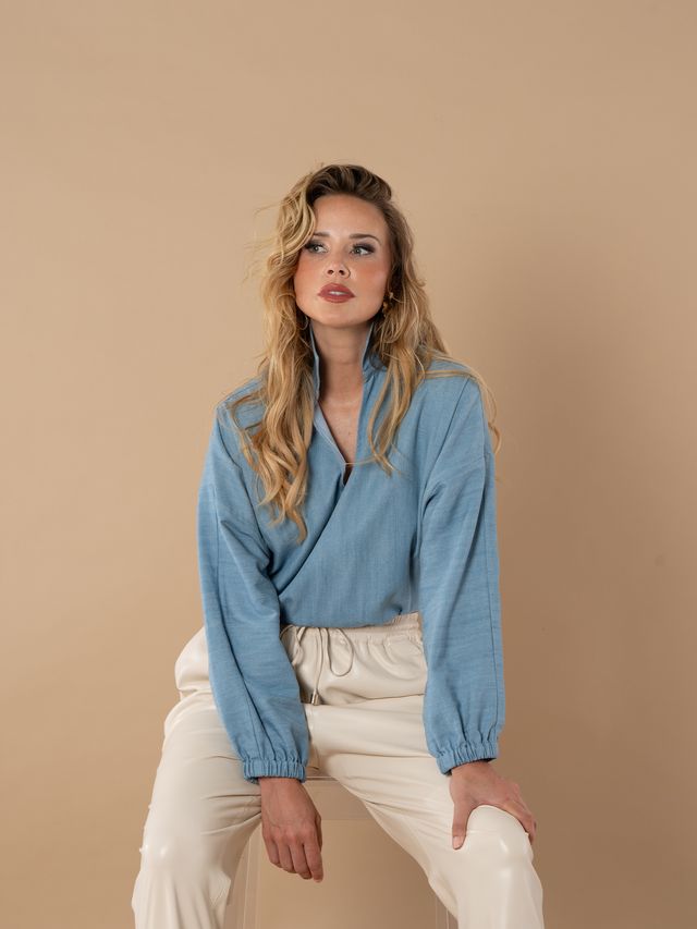 poppy long sleeve top denim