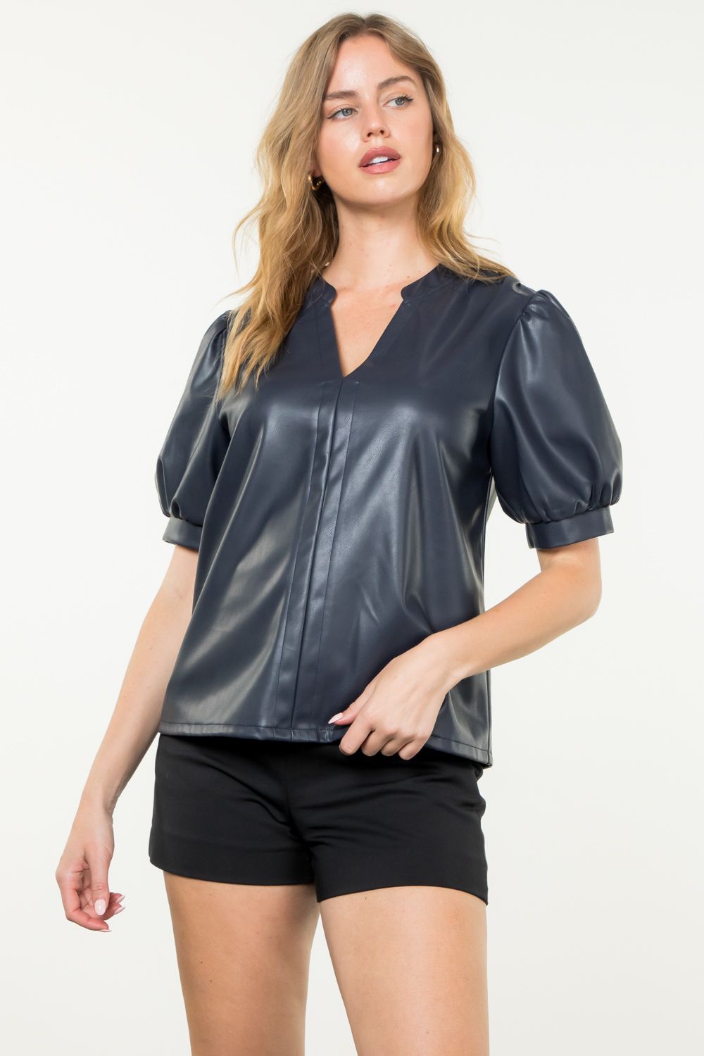 natalie vegan leather top