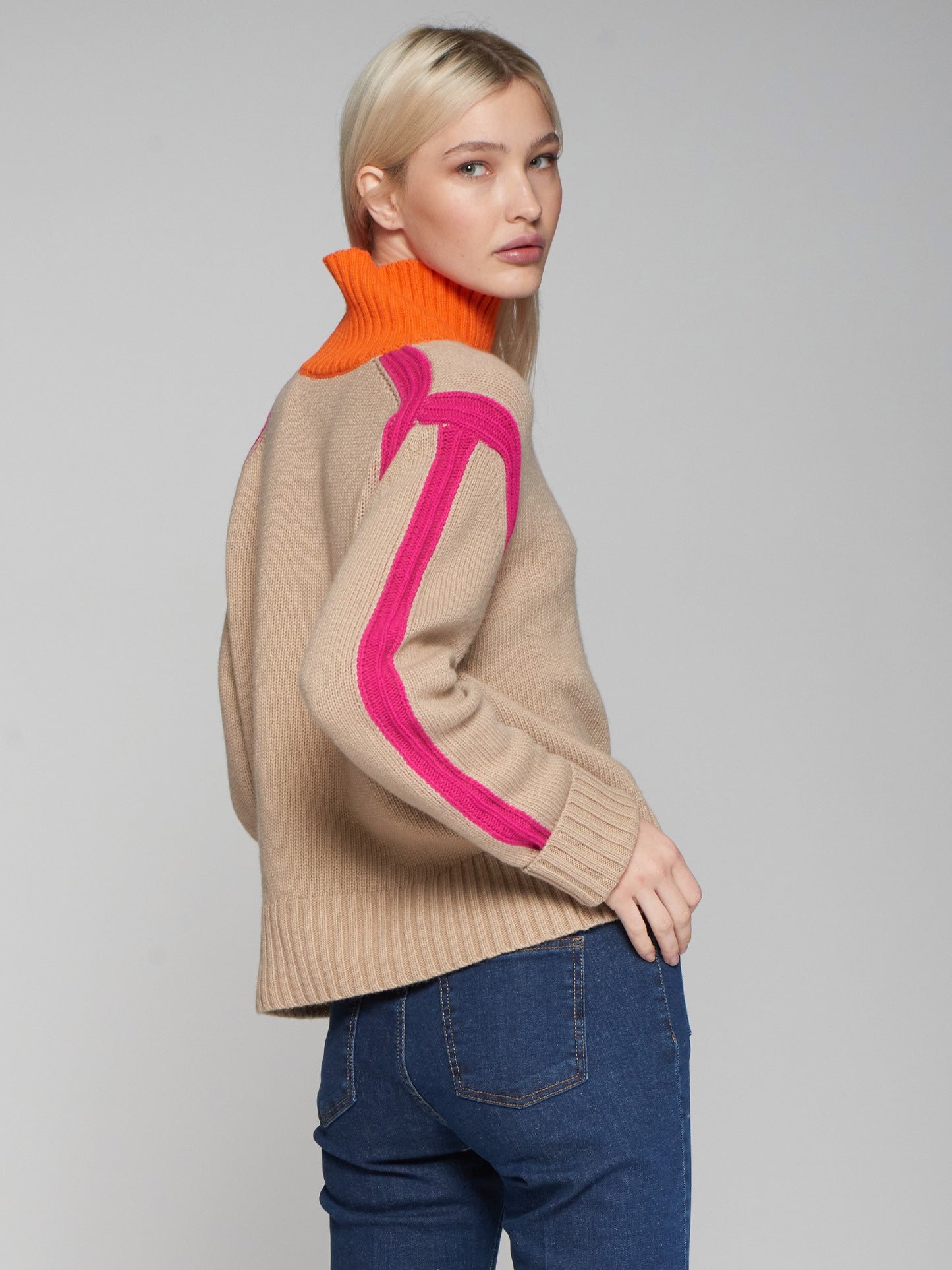 jersey colorblock sweater