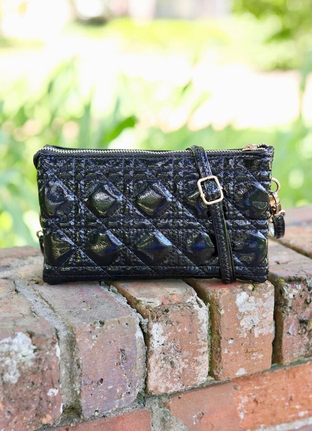 liz custom collection crossbody black patent