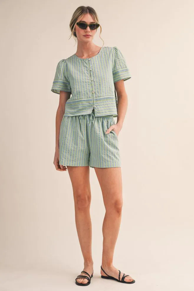 ashley stripe short set