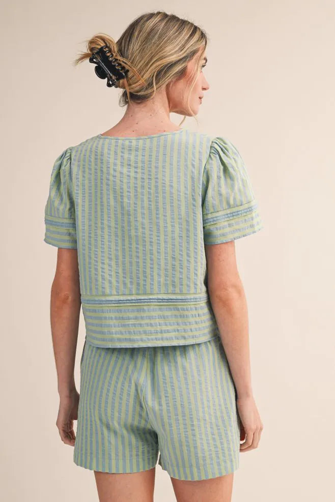 ashley stripe short set