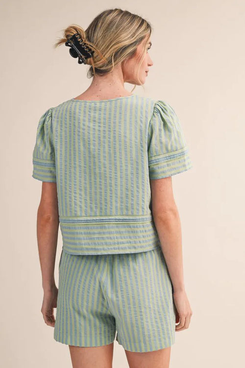ashley stripe short set