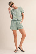 ashley stripe short set