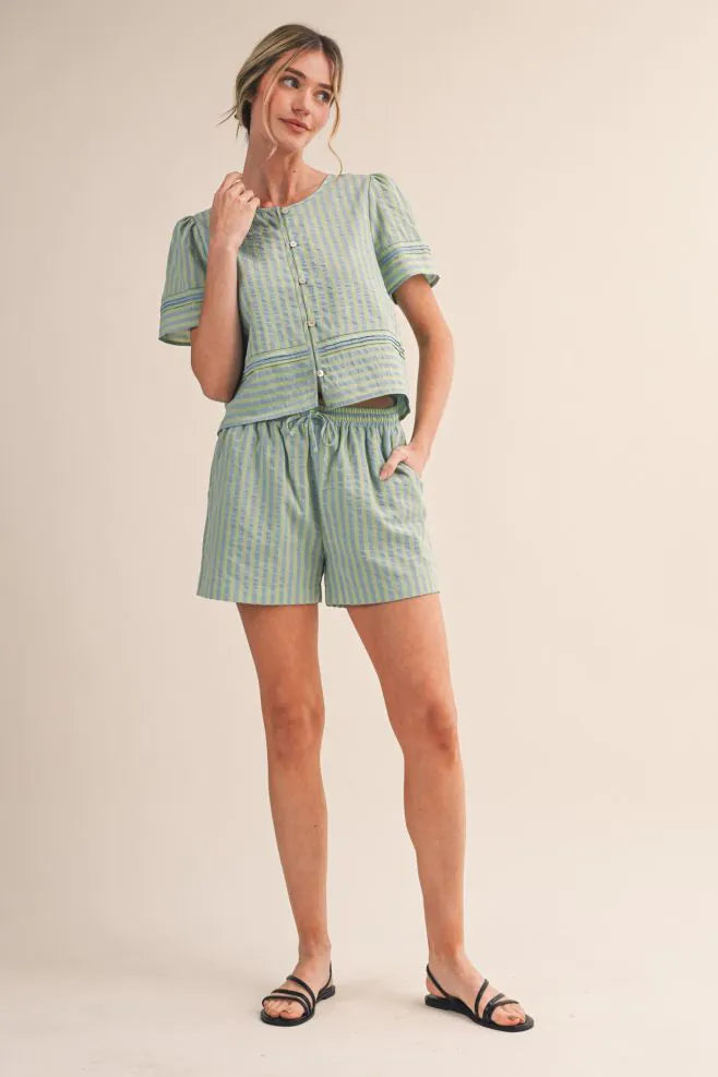 ashley stripe short set