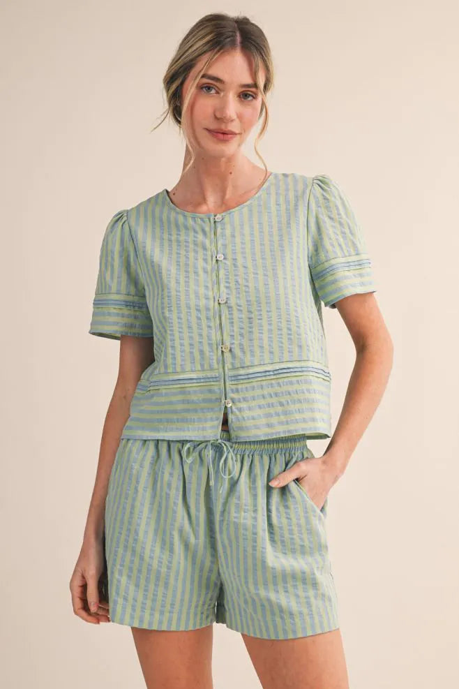 ashley stripe short set