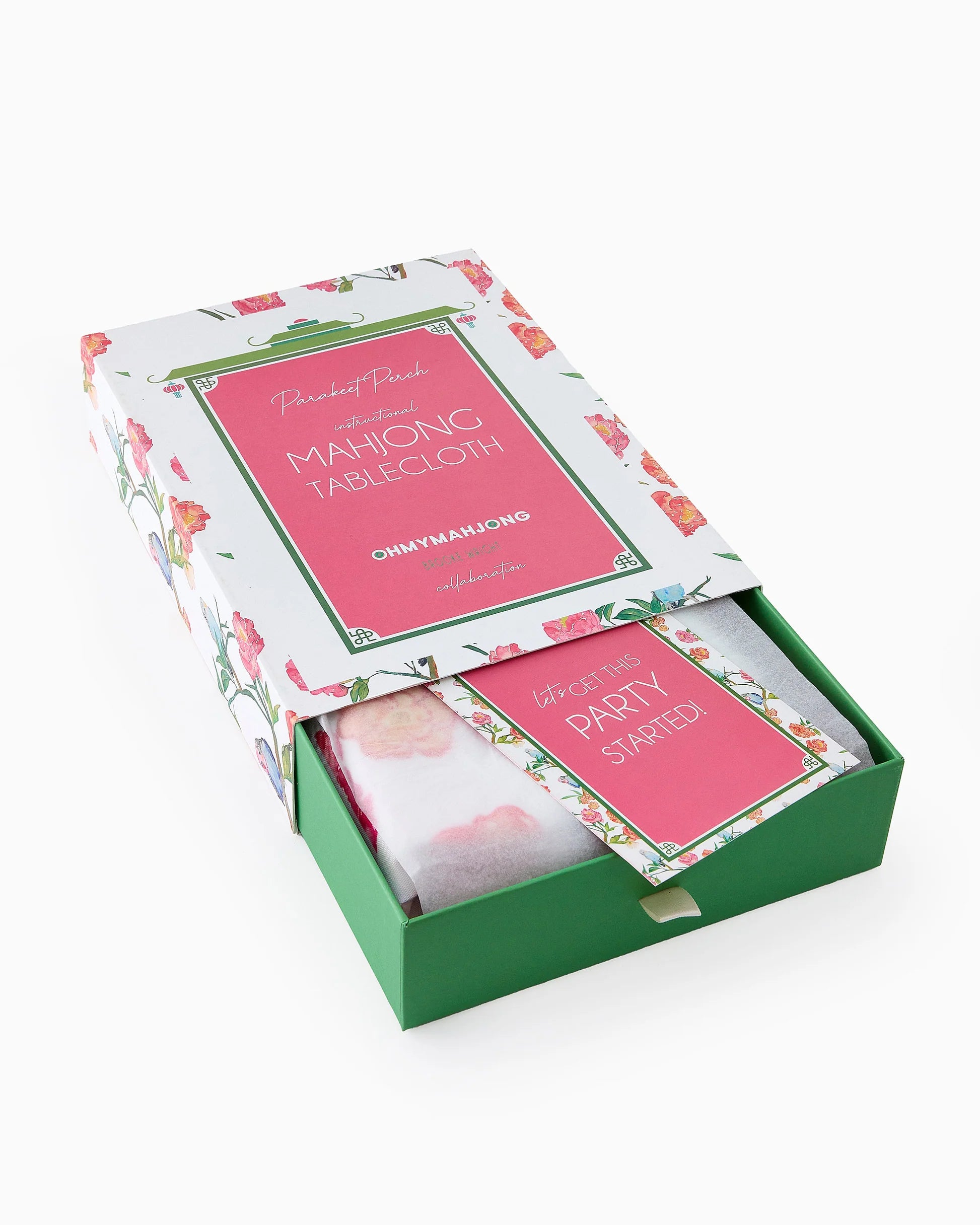 parakeet perch instructional mahjong tablecloth