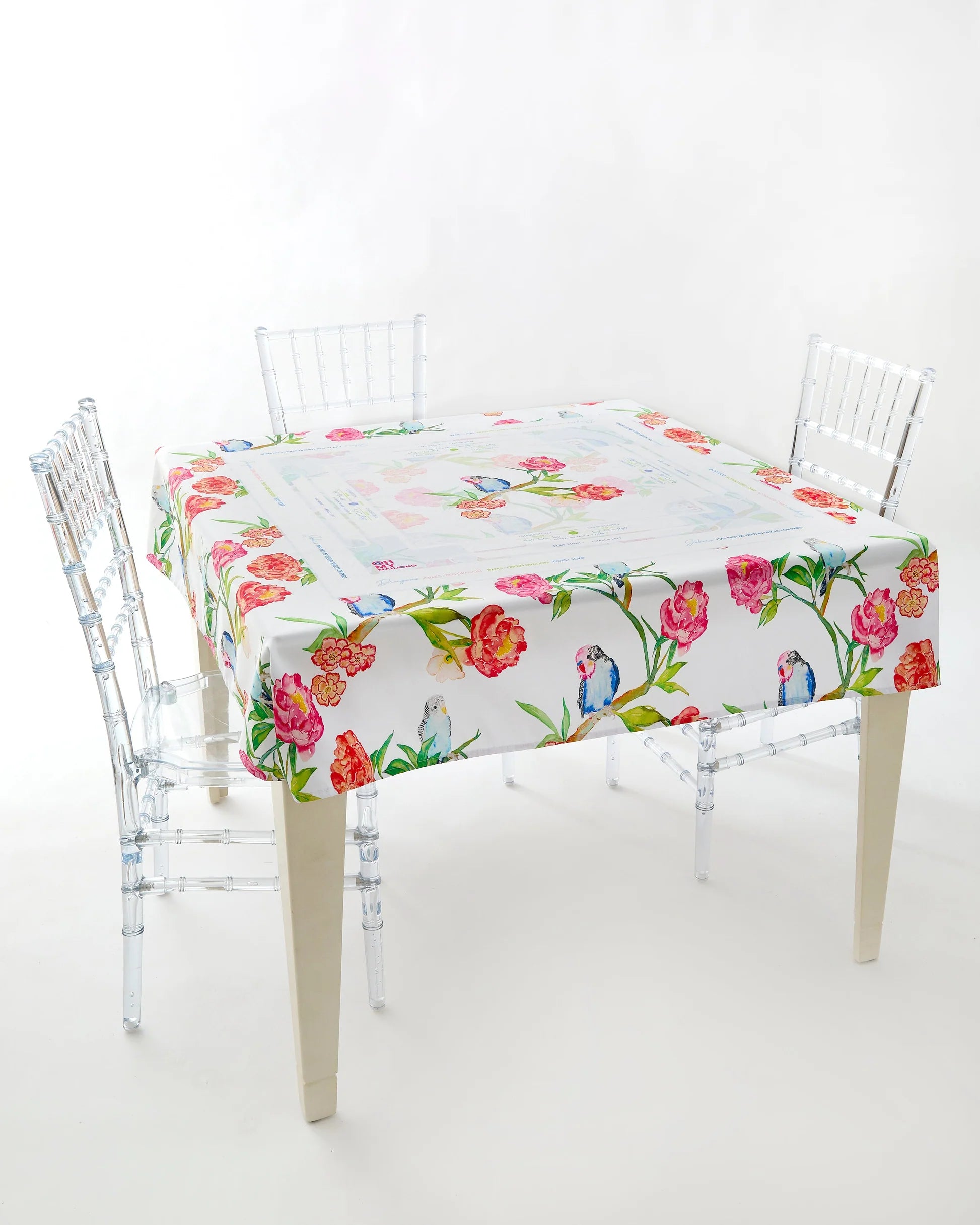 parakeet perch instructional mahjong tablecloth
