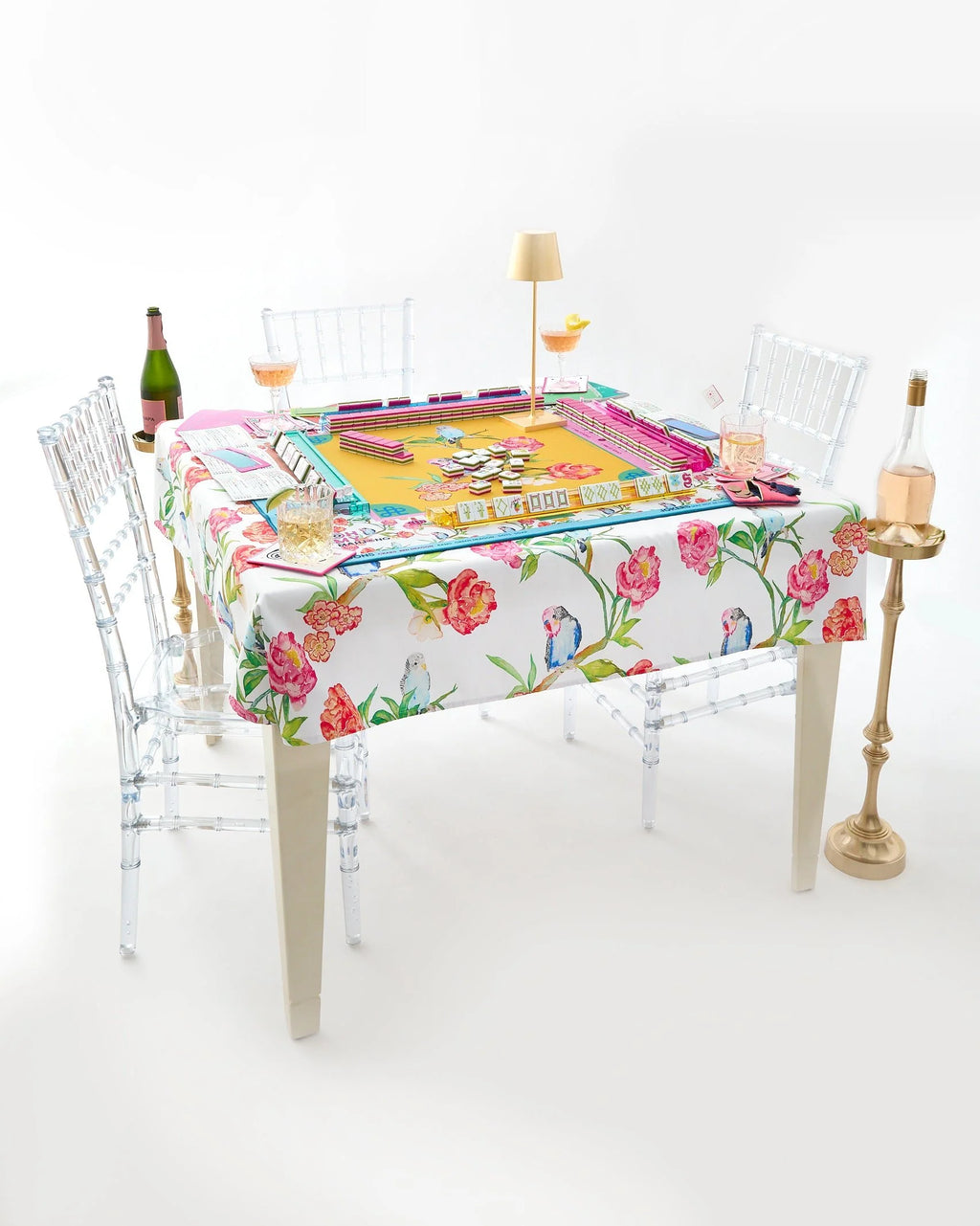 parakeet perch instructional mahjong tablecloth