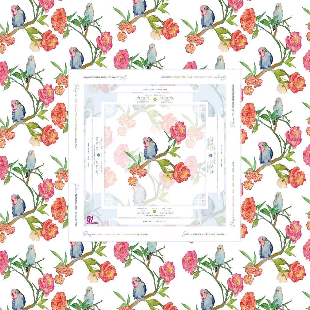 parakeet perch instructional mahjong tablecloth