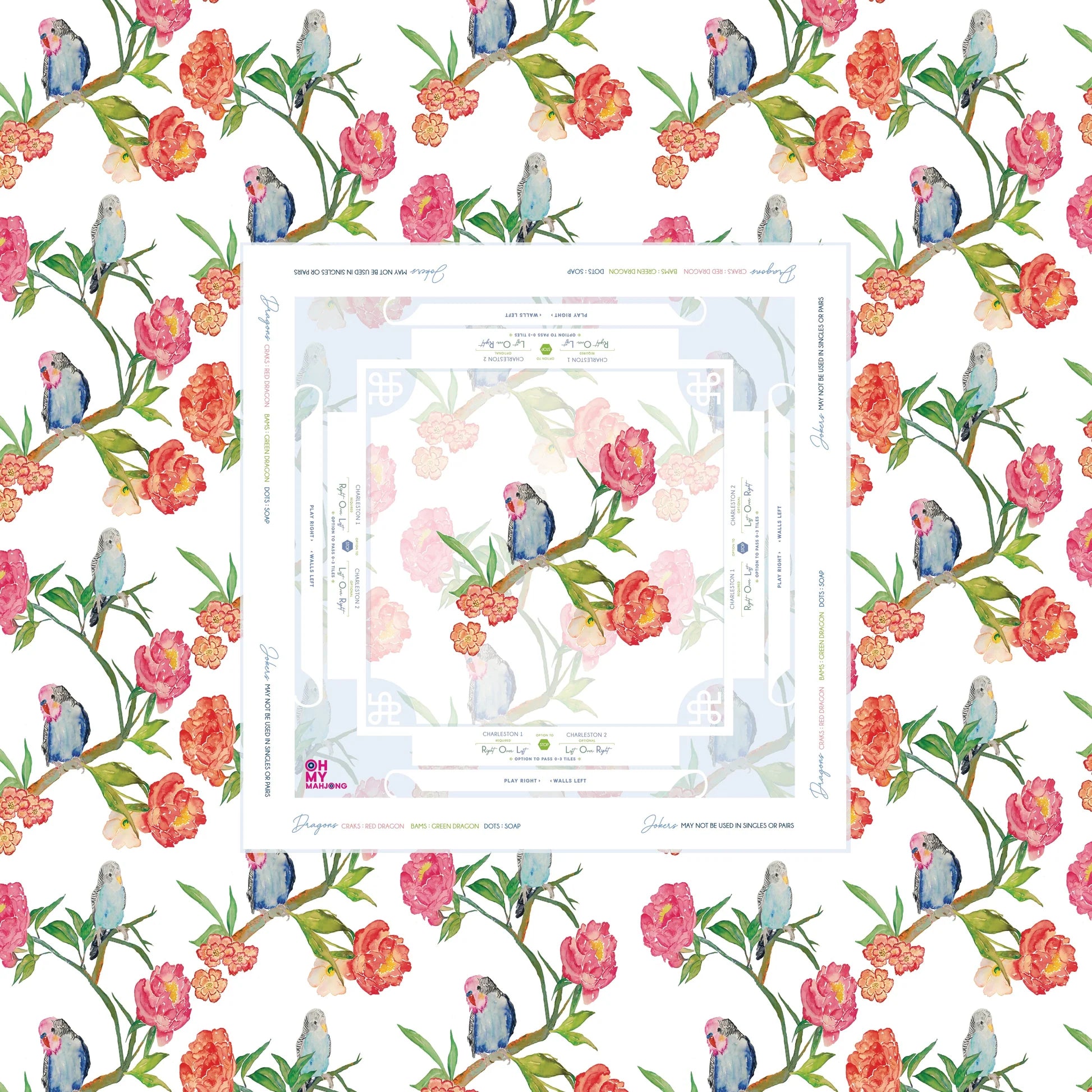 parakeet perch instructional mahjong tablecloth