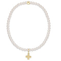 classic pearl 3mm bead bracelet - signature cross gold charm