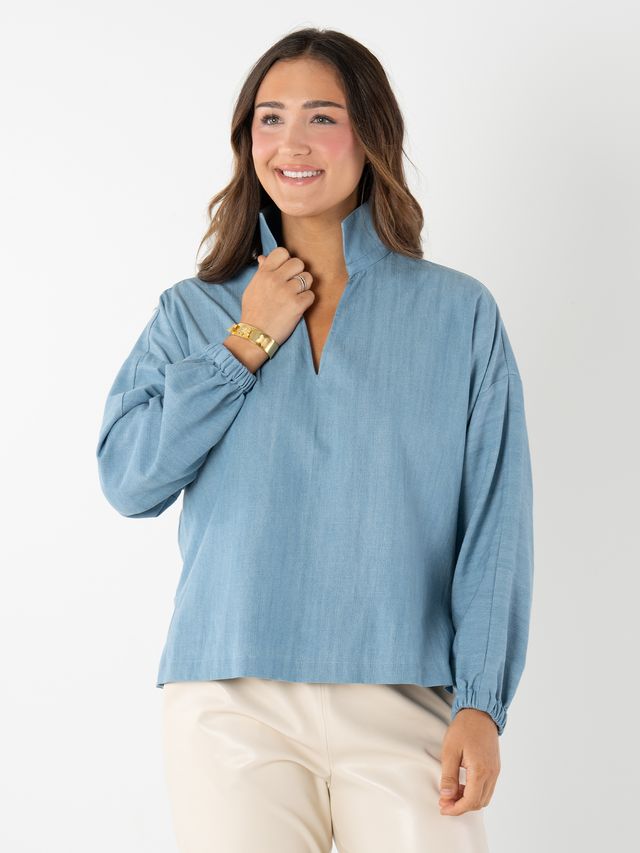 poppy long sleeve top denim