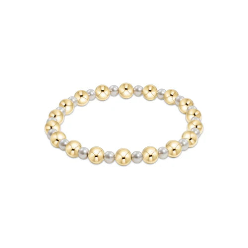 pearl grateful pattern 4mm bead bracelet 6mm gold